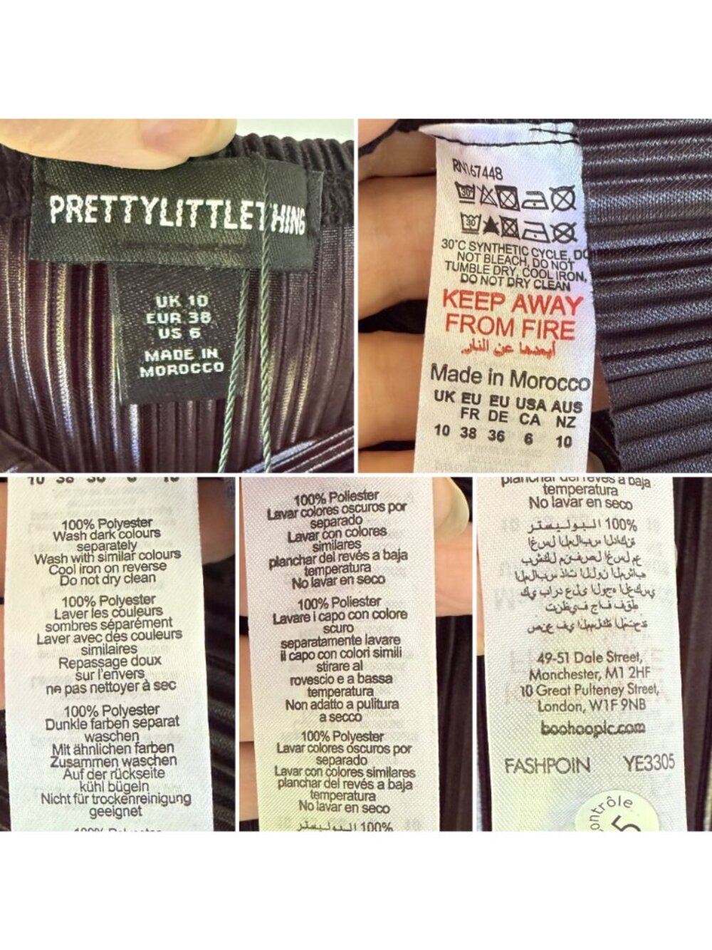 PrettyLittleThing Dress Size 6 Black Plisse Bandeau Bodycon Mini Glam - Picture 7 of 10